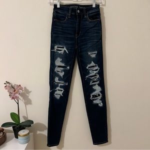 American Eagle dark wash ripped skinny jeans